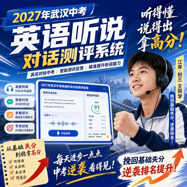 武汉中考听说机考听后转述技巧江岸&middot;初三王同学（挽回基础失分，逆袭排名）